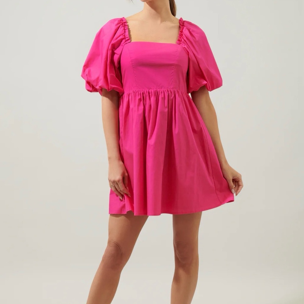 Sugarlips Marion Oversized Puff Sleeve Babydoll Mini Dress, Size XS, Like New